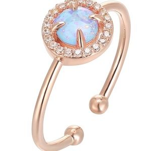 14K Gold Plated CZ and Created Opal Ring Promise R